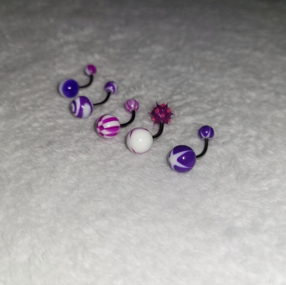 5 piece Purple belly button ring set - Picture 3 of 3